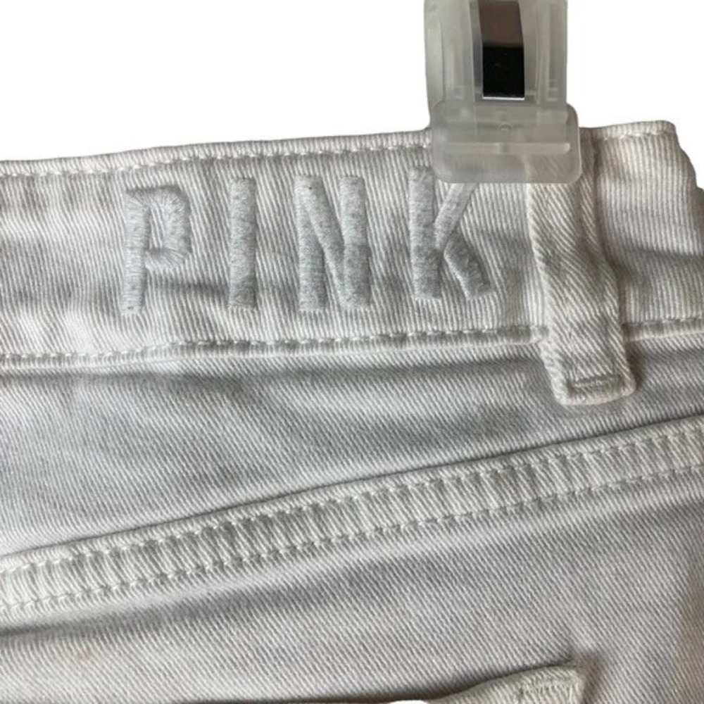 PINK Victoria's Secret White Denim Shorts Size 4 Y2K‎ Cutoff Low Rise - Picture 5 of 6